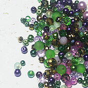 Материалы для творчества handmade. Livemaster - original item Beads mix 23 Purple, green and gold 10 g. Handmade.
