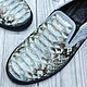 Slip-ons made of genuine python leather with a blue shade and gray suede. Slip-ons. SHOES&BAGS. My Livemaster. Фото №5