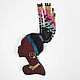 Order African Camaria bead brooch, girl with braids brooch, ethnika. Zveva. Livemaster. . Brooches Фото №3
