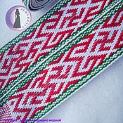 Русский стиль handmade. Livemaster - original item English belt, Overcome grass and Fern flower white-red. Handmade.