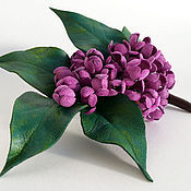 Украшения handmade. Livemaster - original item Brooch leather Sprig of lilac. Handmade.