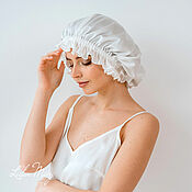 Аксессуары handmade. Livemaster - original item Tencel sleep cap white color. Handmade.