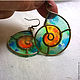 Pendientes de vidrieras 'Ammonity' latón, plástico. Earrings. IVA rainbow art. Интернет-магазин Ярмарка Мастеров.  Фото №2
