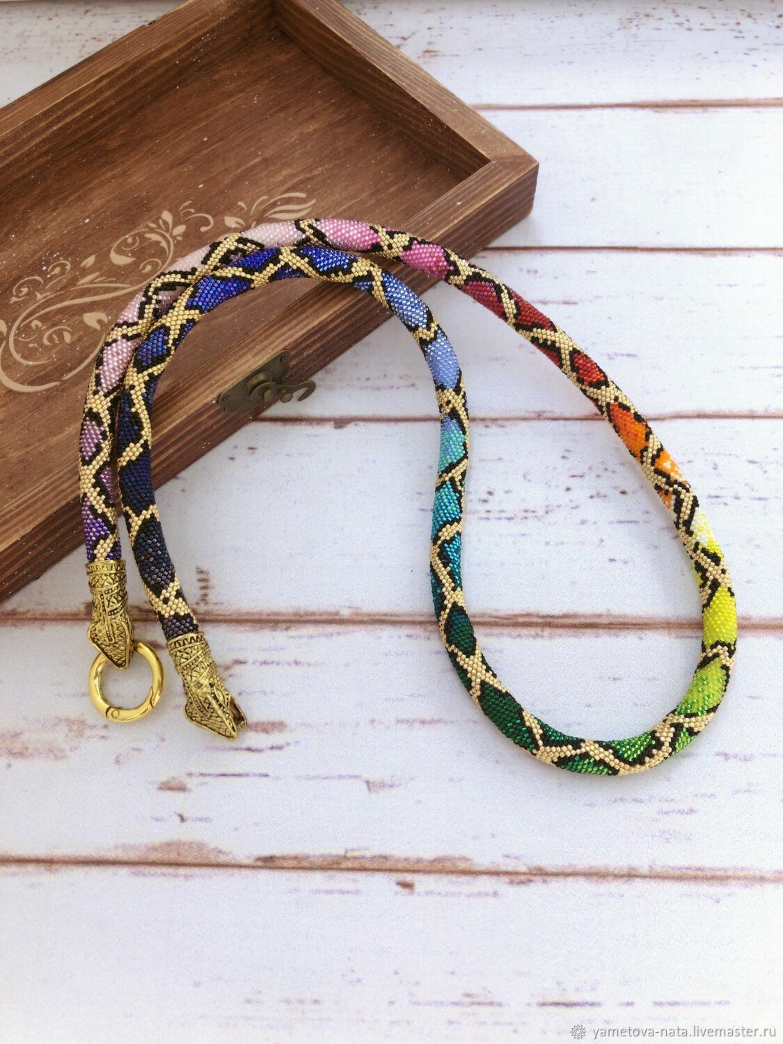 Bead harness Rainbow Snake, Necklace, Abakan,  Фото №1