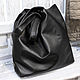 Bag Oversize Leather Black Shoulder T Shirt Tote Hobo Shopper, Sacks, Moscow,  Фото №1