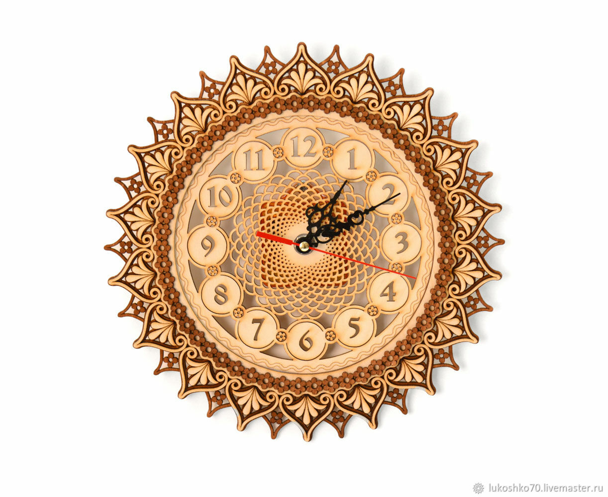 Wooden wall clock medium 'Openwork' D26. Art.40019, Watch, Tomsk,  Фото №1
