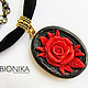 Order Velvet, choker, necklace "Red rose". Bionika - Polymer Clay Jewelry (Bionika). Livemaster. . Pendants Фото №3