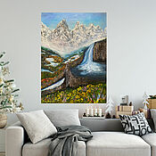 Картины и панно handmade. Livemaster - original item Pictures: Place of Power oil painting Snow-capped Mountains Autumn. Handmade.