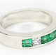 14k White Gold Princess-cut Diamond & Natural Green Emerald Wedding Ba. Hard bracelet. MargaRita (JRemeralds). Интернет-магазин Ярмарка Мастеров.  Фото №2