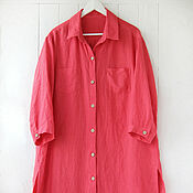 Одежда handmade. Livemaster - original item Coral Linen Shirt Dress. Handmade.