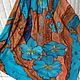 Shawl 'Cappuccino with cinnamon and turquoise' crepe de Chine batik. Shawls1. Natalimarket. Online shopping on My Livemaster.  Фото №2