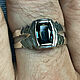 Мужское кольцо с негретым Синим Сапфиром серебряный перстень, Кольца, Москва,  Фото №1