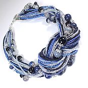 Украшения handmade. Livemaster - original item Sleepy Berry Necklace Lapis Lazuli Black Agate Natural Stones Blue. Handmade.