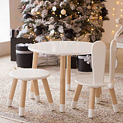 Children's table cloud and bear chair