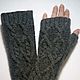 Order 163 fingerless long gloves, dark grey. HOBBIMANIYA (satinik). Livemaster. . Mitts Фото №3