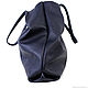 Bolso de cuero suave azul del Tote de las Compras del paquete. Tote Bag. BagsByKaterinaKlestova (kklestova). Интернет-магазин Ярмарка Мастеров.  Фото №2