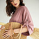 Order Pink linen dress with voluminous sleeves ' Powder'. mozaika-rus. Livemaster. . Dresses Фото №3
