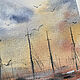 Order 'Dark orange sunset' watercolor painting (sea). Nadezda Perova. Livemaster. . Pictures Фото №3