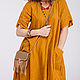 Льняное бохо платье от Кайрос, модель 4-20 песочный цвет