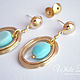 Earrings with blue Peruvian opal, gilt, to the bracelet. Stud earrings. White Book. My Livemaster. Фото №4