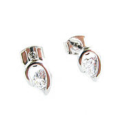 Украшения handmade. Livemaster - original item Earrings with white cubic zirconia, casual stud earrings. Handmade.