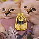 Винтаж: Брошь "Голубоглазый котенок в корзинке" (Danecraft США). Броши винтажные. ПятачОК (5tachok). Ярмарка Мастеров.  Фото №4
