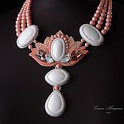 Украшения handmade. Livemaster - original item Coral Lotus Tender. white. Necklace coral and white.. Handmade.