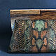 Clutch with wooden clasp made of leather ' Python', Clasp Bag, Novosibirsk,  Фото №1