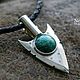 The tip of the spear of Odin 'Gugnir' made of silver with amazonite, Amulet, St. Petersburg,  Фото №1