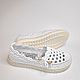 Knitted fishnet slip-ons, white cotton, Sleepers, Tomsk,  Фото №1