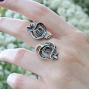 Украшения handmade. Livemaster - original item Two Garnet ring made of 925 sterling silver GA0025. Handmade.