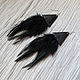 Black Genuine Leather and Feather Earrings. Earrings. SShBoutique. Online shopping on My Livemaster.  Фото №2