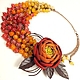 Ardent Study. Necklace and brooch - flower is made of genuine leather, Jewelry Sets, St. Petersburg,  Фото №1