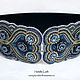 Dark blue wide elastic belt bead embroidery Swarovski. Belt. Natalia Luzik Jewelry&Accessories (nataluzik). My Livemaster. Фото №4
