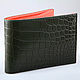 Wallet-purse made of genuine crocodile leather (under STS) IMA0956ArmyO4, Purse, Moscow,  Фото №1