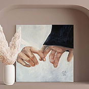 Картины и панно handmade. Livemaster - original item Touch, oil painting on canvas, hands, lovers, love. Handmade.