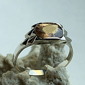 Украшения handmade. Livemaster - original item White Gold Ring with Raw Yellow Sapphire 585 gold. Handmade.