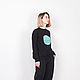 Black sweatshirt with a mint circle. Sweatshirts. Alena Vishnyakova. My Livemaster. Фото №4