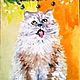 Картина Кошка шотландка маслом  размер 18х24. Грунтованный картон, Картины, Москва,  Фото №1