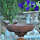 Кормушка-поилка для птиц из бетона под чугун садовый декор. Кормушки для птиц. A Z O V   G A R D E N. Ярмарка Мастеров.  Фото №6