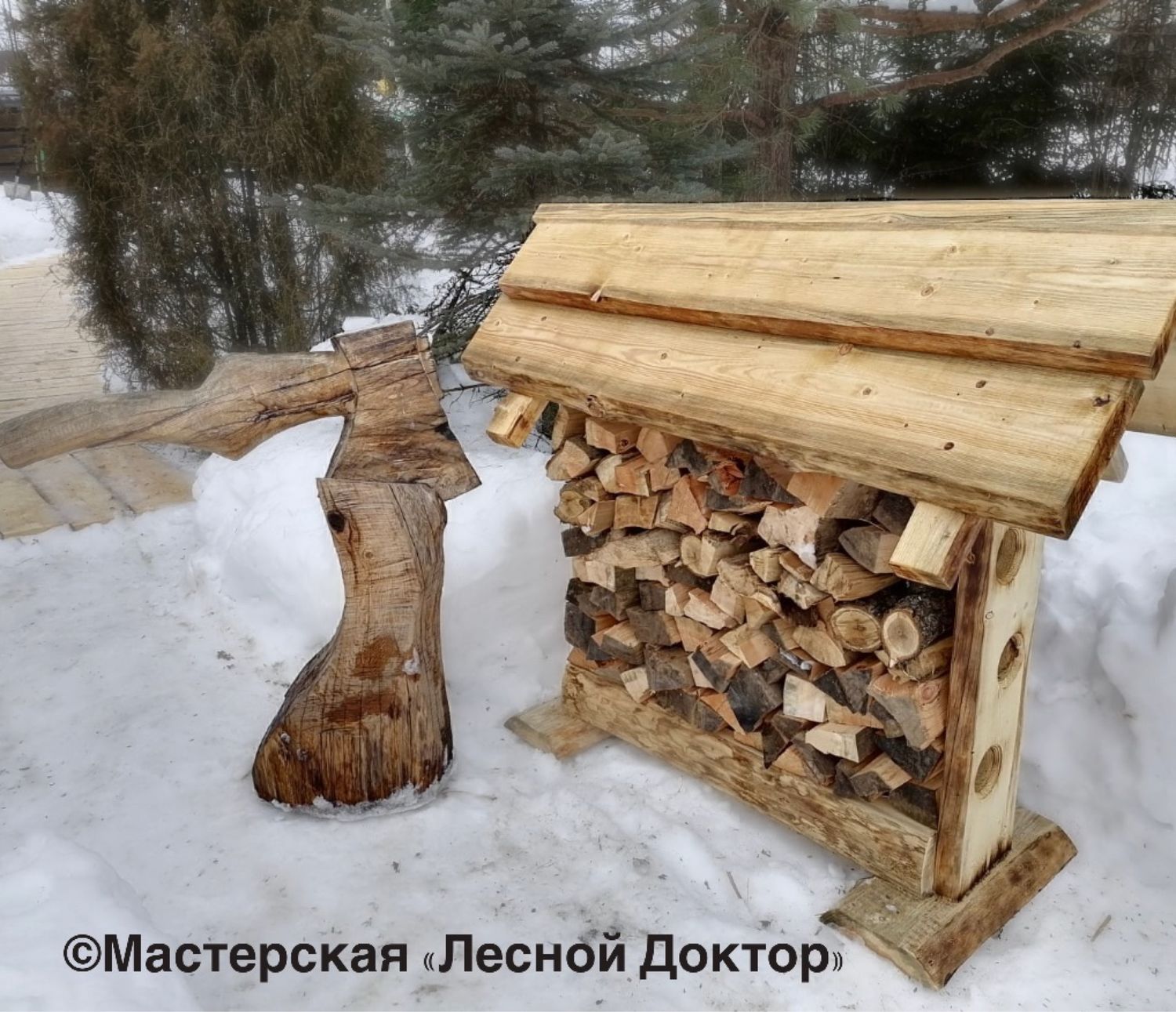 Деревянная уличная дровница купить в интернет-магазине Ярмарка Мастеров ...