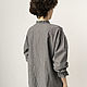 Темно-серая блузка из хлопка, в викторианском стиле, с длинным рукавом. Блузки. Скромное обаяние (Александра). Интернет-магазин Ярмарка Мастеров.  Фото №2