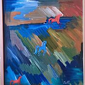 Картины и панно handmade. Livemaster - original item Paintings:oil. Summer rain. 60h80.From the Red horse series.. Handmade.