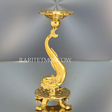 Винтаж ручной работы. Ярмарка Мастеров - ручная работа Винтаж: Подсвечник старинный антикварный рыба бронза латунь Англия 11. Handmade.