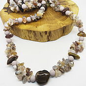 Работы для детей, handmade. Livemaster - original item Long Latte Beads for Ladies (agate, chalcedony) 94 cm. Handmade.