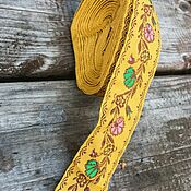 Винтаж handmade. Livemaster - original item Vintage silk braid silk 6m yellow flower pattern vintage. Handmade.