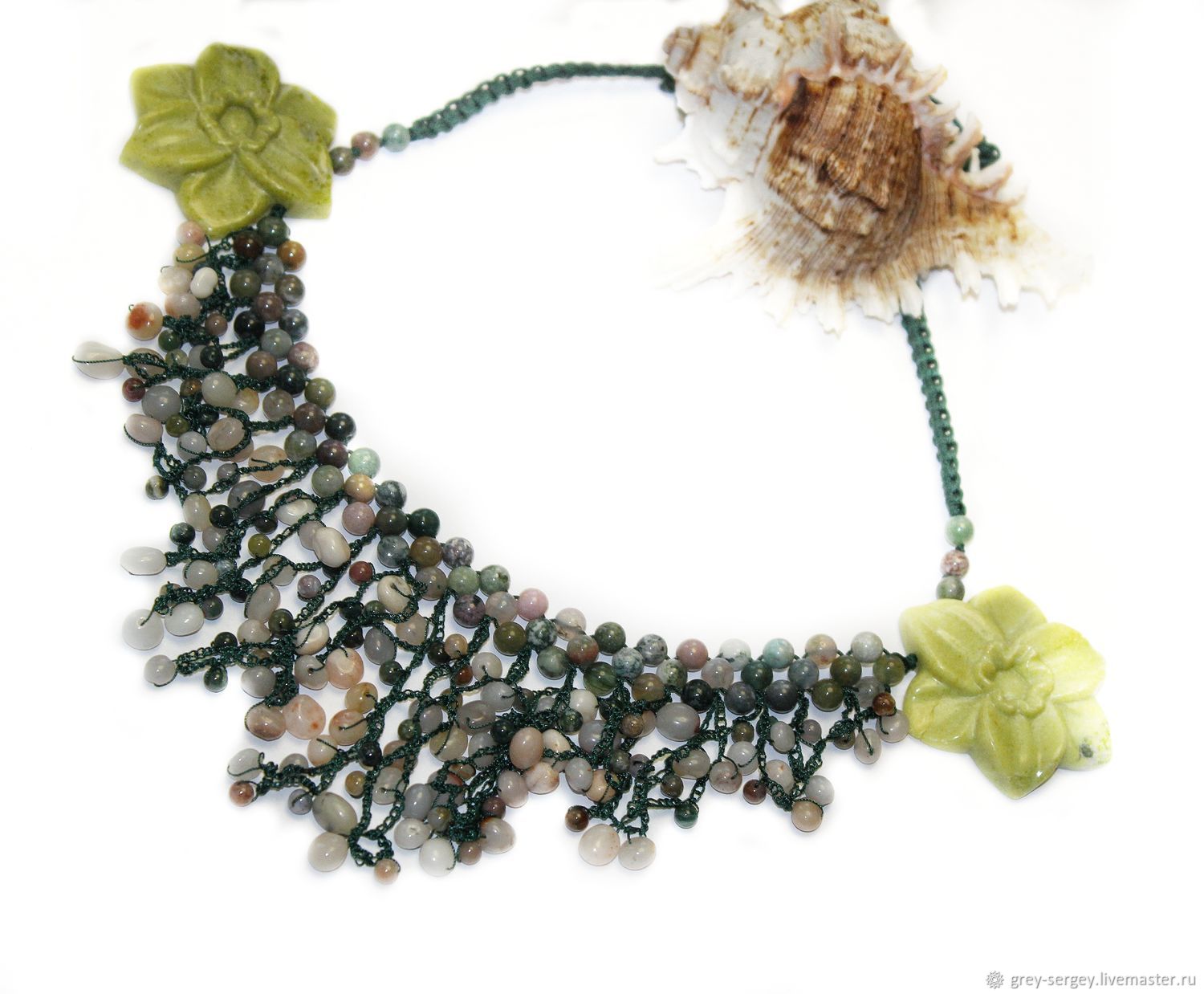 Knitted necklace Waterfall, Necklace, Stary Oskol,  Фото №1