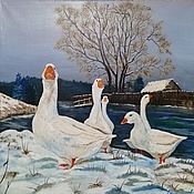 Картины и панно handmade. Livemaster - original item Painting landscape Duck Village 2. Handmade.