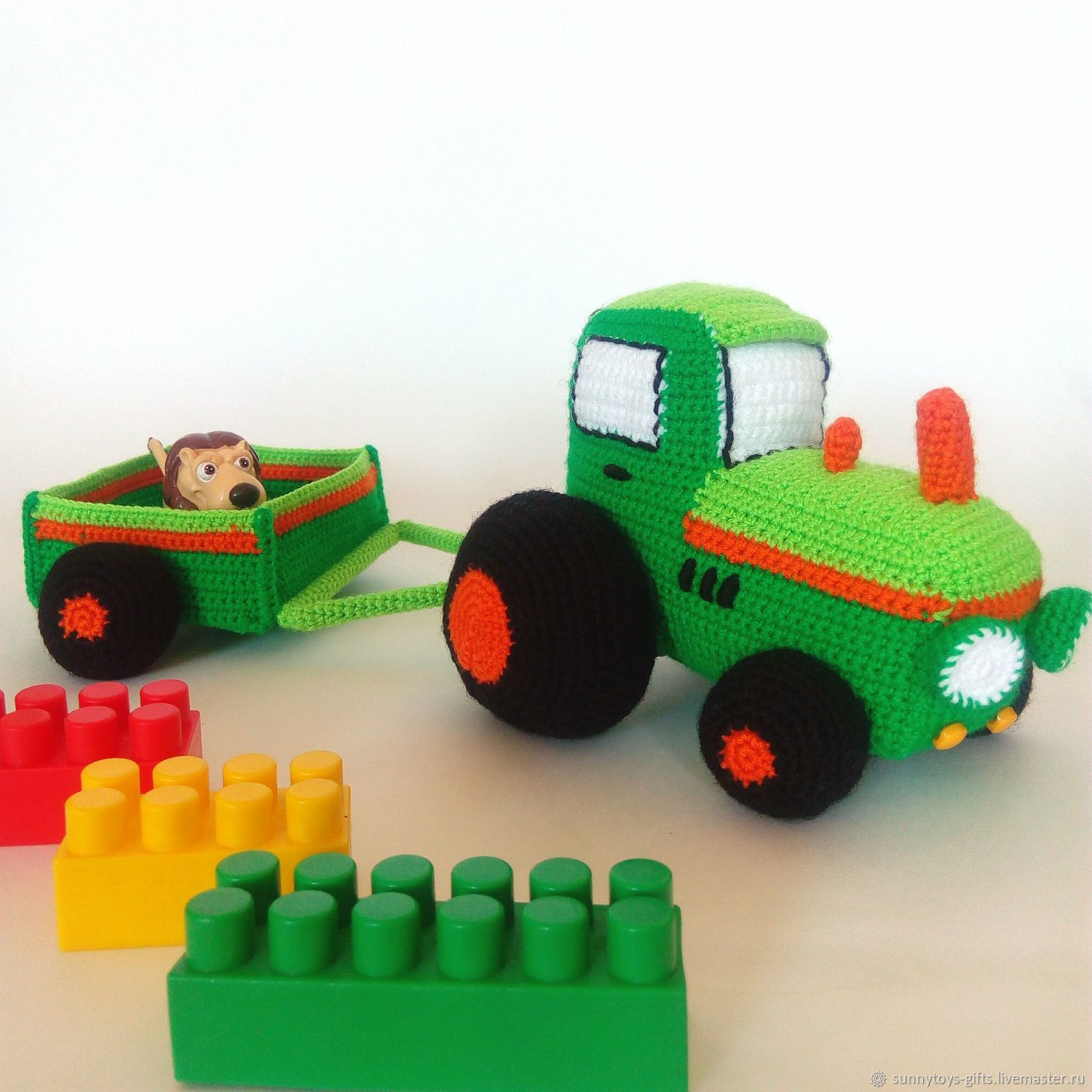 Gift Birthday Present For Kids Craft Decoupage Tractor With Trailer Wooden Toy 