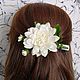 Barrette 'White chrysanthemum' made of polymer clay, Hairpins, Zarechny,  Фото №1